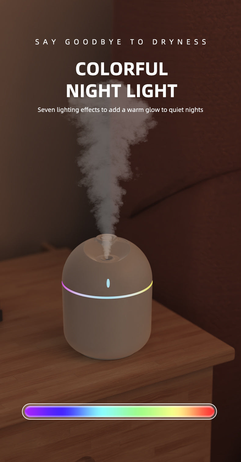 Humidificateur d'air 270ML, diffuseur d'arôme à brume fraîche, veilleuse LED, protection contre la mise hors tension, USB, pour le bureau et la maison