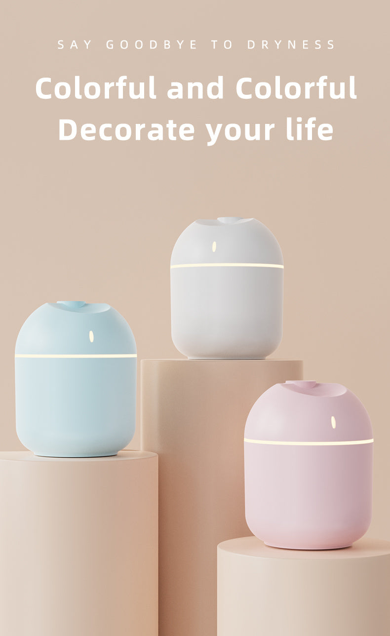 Humidificateur d'air 270ML, diffuseur d'arôme à brume fraîche, veilleuse LED, protection contre la mise hors tension, USB, pour le bureau et la maison
