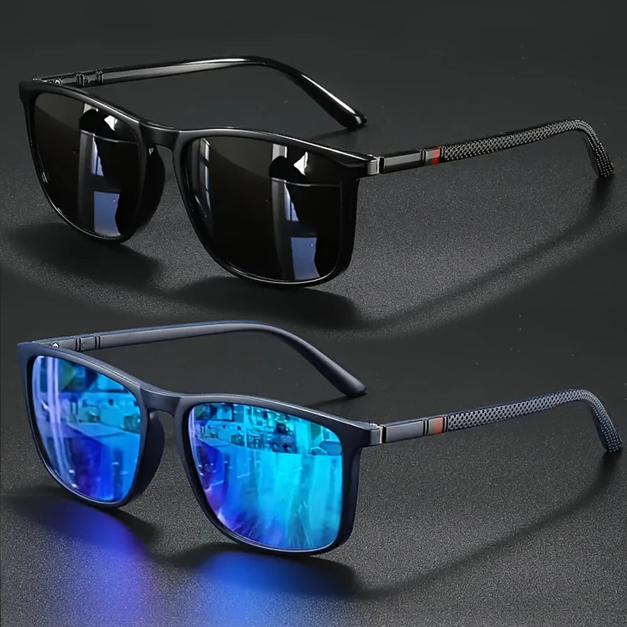 2 paires de lunettes de soleil de cyclisme vintage carrées de luxe pour hommes et femmes, mode, voyage, conduite, pêche, lunettes de soleil pour hommes, protection UV400
