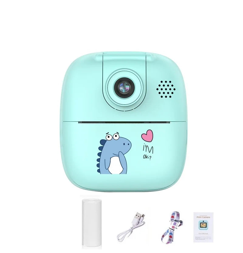 Appareil photo à impression instantanée pour enfants, appareil photo numérique thermique, jouet vidéo, cadeau d'anniversaire, carte mémoire 32G