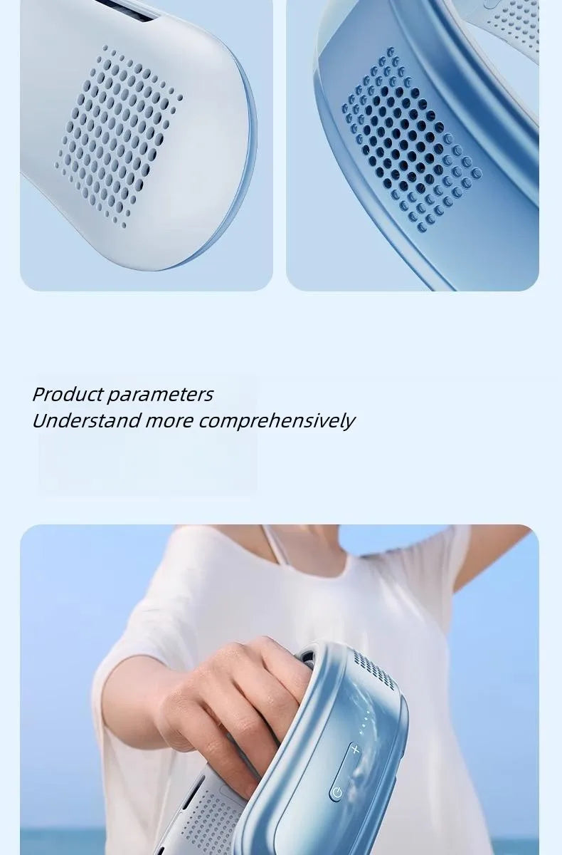 Ventilateur de Cou Portable Rechargeable 10000mAh – 3 Vitesses, Silencieux, Extérieur & Maison