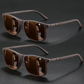2 paires de lunettes de soleil de cyclisme vintage carrées de luxe pour hommes et femmes, mode, voyage, conduite, pêche, lunettes de soleil pour hommes, protection UV400