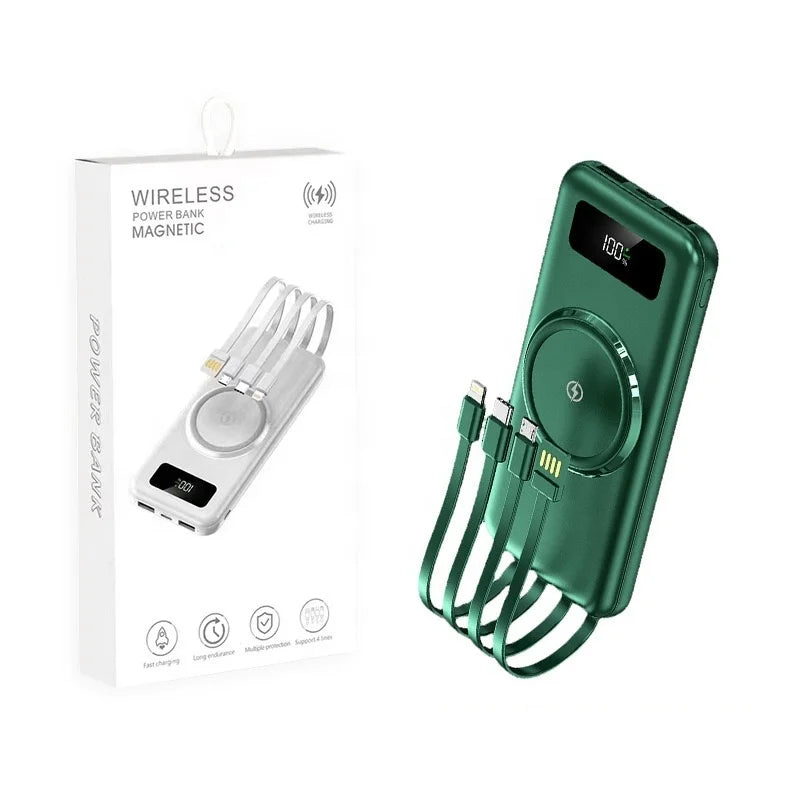Powerbank 30000 mAh Charge Rapide Sans Fil — Batterie Externe Universelle avec Câbles | iPhone & Android