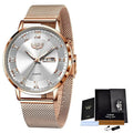 Montre femme LIGE 2024 – Quartz japonais, acier inoxydable, lumineuse