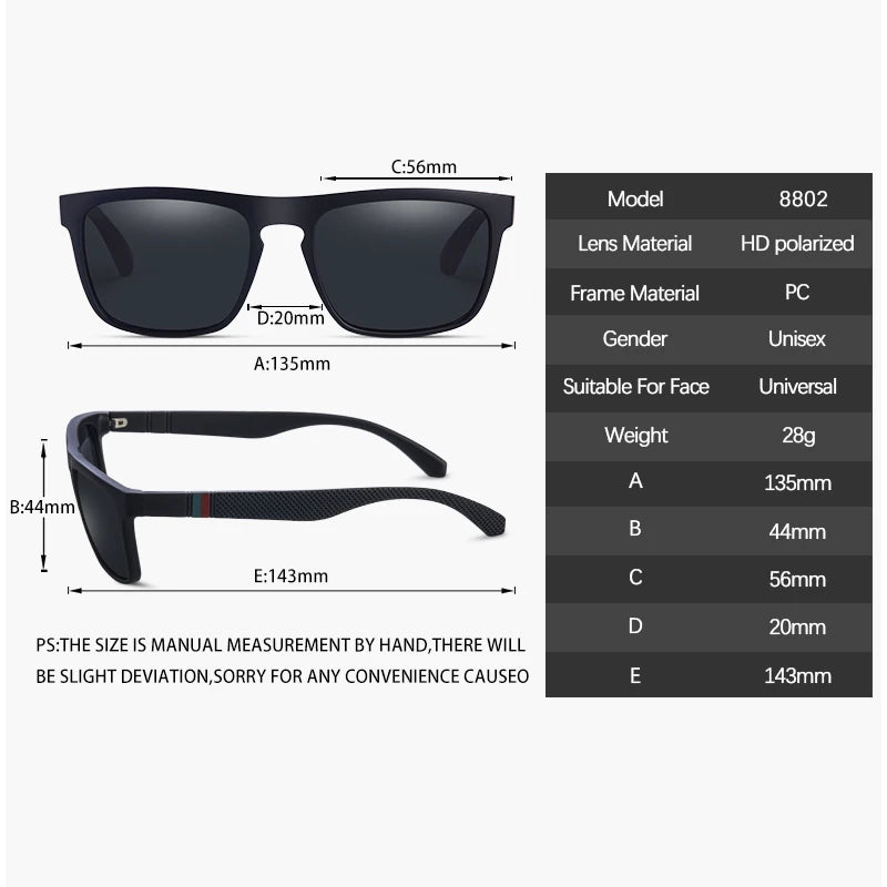 Lunettes de soleil carrées polarisées Ravenisa – UV400, style vintage