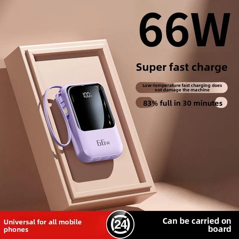Powerbank 20000 mAh Mini — Charge Ultra Rapide PD20W, Câble Intégré | Compact & Léger
