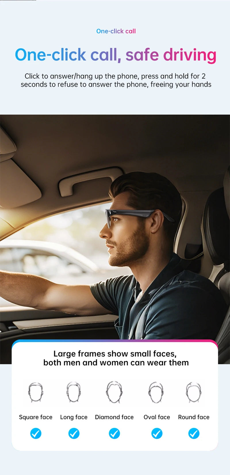 Lunettes Intelligentes Lenovo XG89 – Traduction IA, Bluetooth 5.3, Musique & Appels, Lunettes Connectées