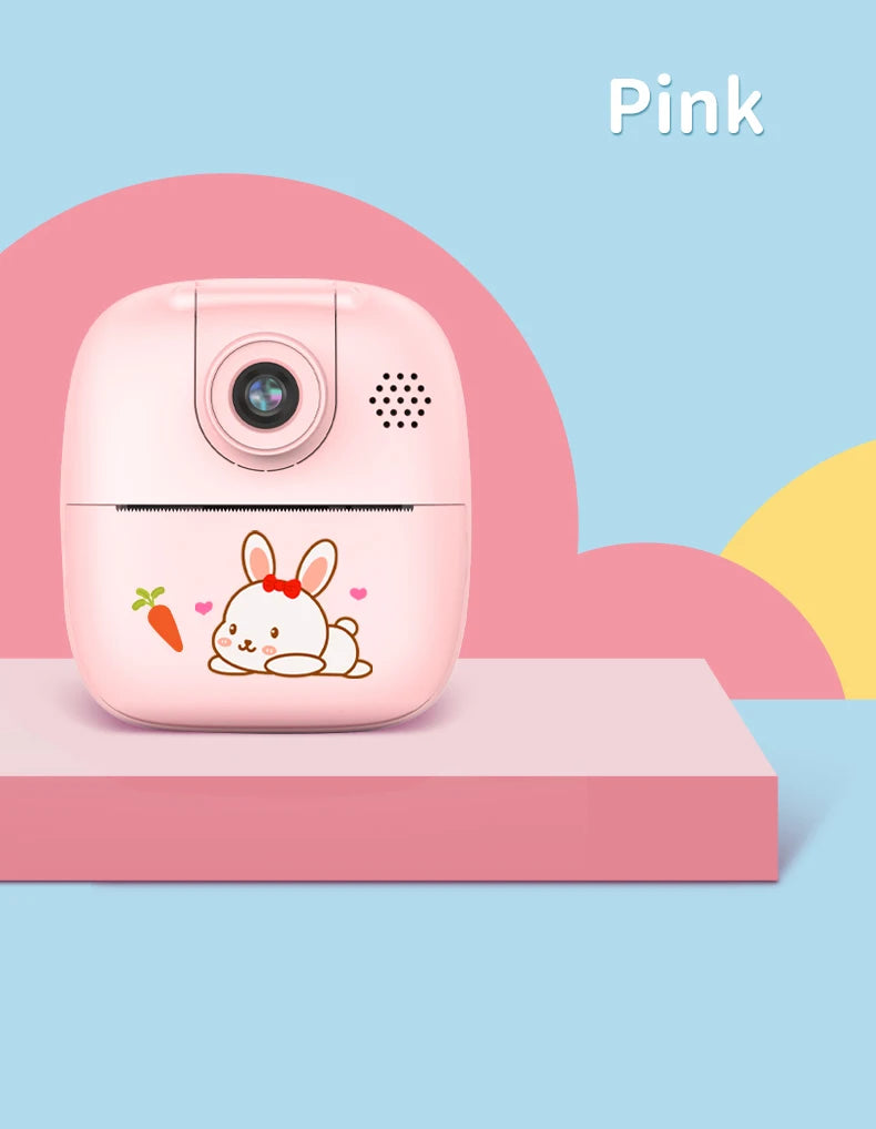 Appareil photo à impression instantanée pour enfants, appareil photo numérique thermique, jouet vidéo, cadeau d'anniversaire, carte mémoire 32G