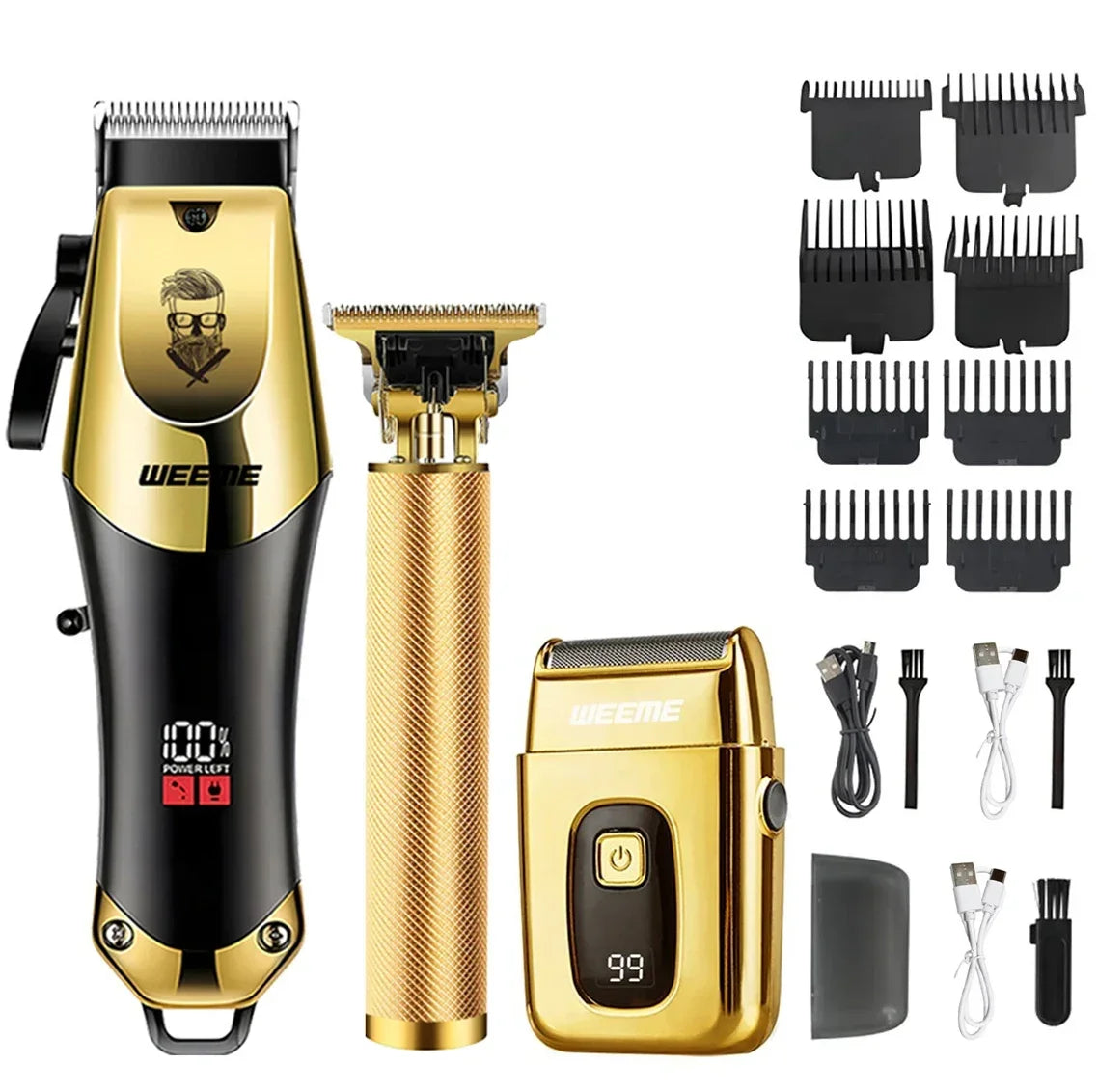 Tondeuse Électrique Vintage T9 — Kit Complet Barbe & Cheveux pour Homme