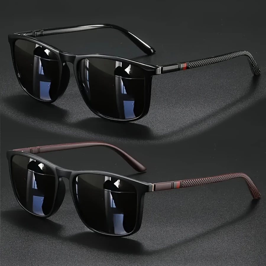 2 paires de lunettes de soleil de cyclisme vintage carrées de luxe pour hommes et femmes, mode, voyage, conduite, pêche, lunettes de soleil pour hommes, protection UV400