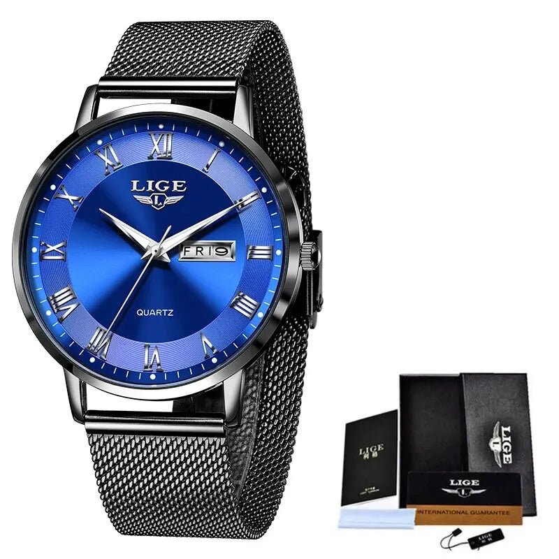 Montre femme LIGE 2024 – Quartz japonais, acier inoxydable, lumineuse
