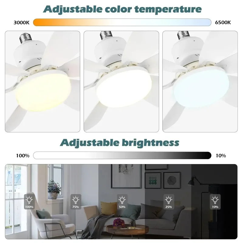 Ventilateur de Plafond LED 30W avec Télécommande – Gradation, RGB ou Blanc, 42/52cm, 85-265V