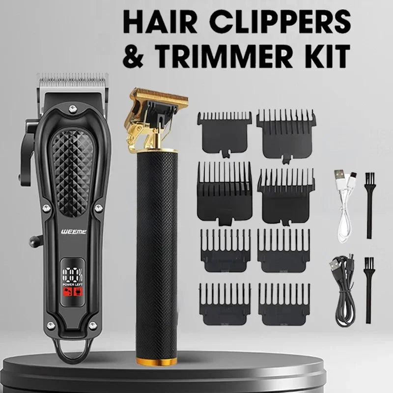 Tondeuse Électrique Vintage T9 — Kit Complet Barbe & Cheveux pour Homme