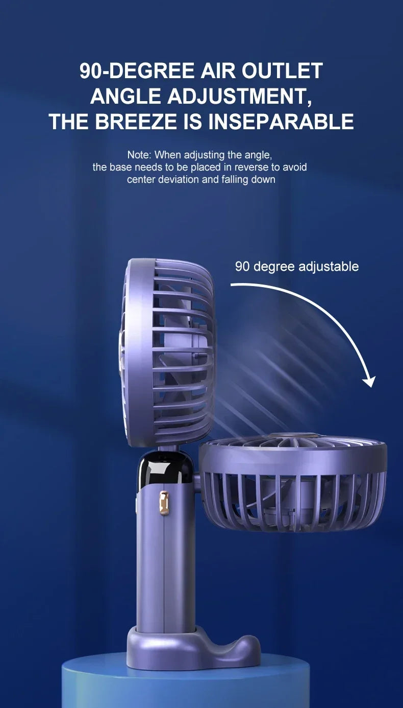 Mini Ventilateur de Cou Portable 1800mAh – Support Téléphone, Écran LED, 5 Vitesses, Rechargeable USB