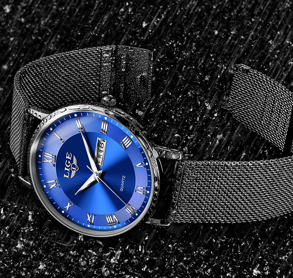 Montre femme LIGE 2024 – Quartz japonais, acier inoxydable, lumineuse