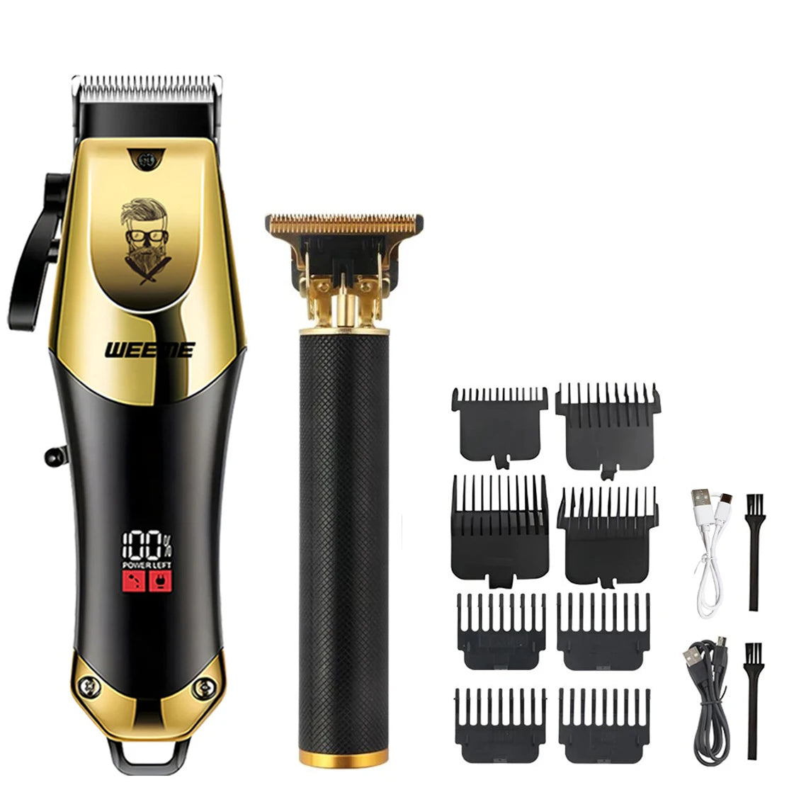 Tondeuse Électrique Vintage T9 — Kit Complet Sans Fil, Barbe & Cheveux, Rechargeable USB | Homme