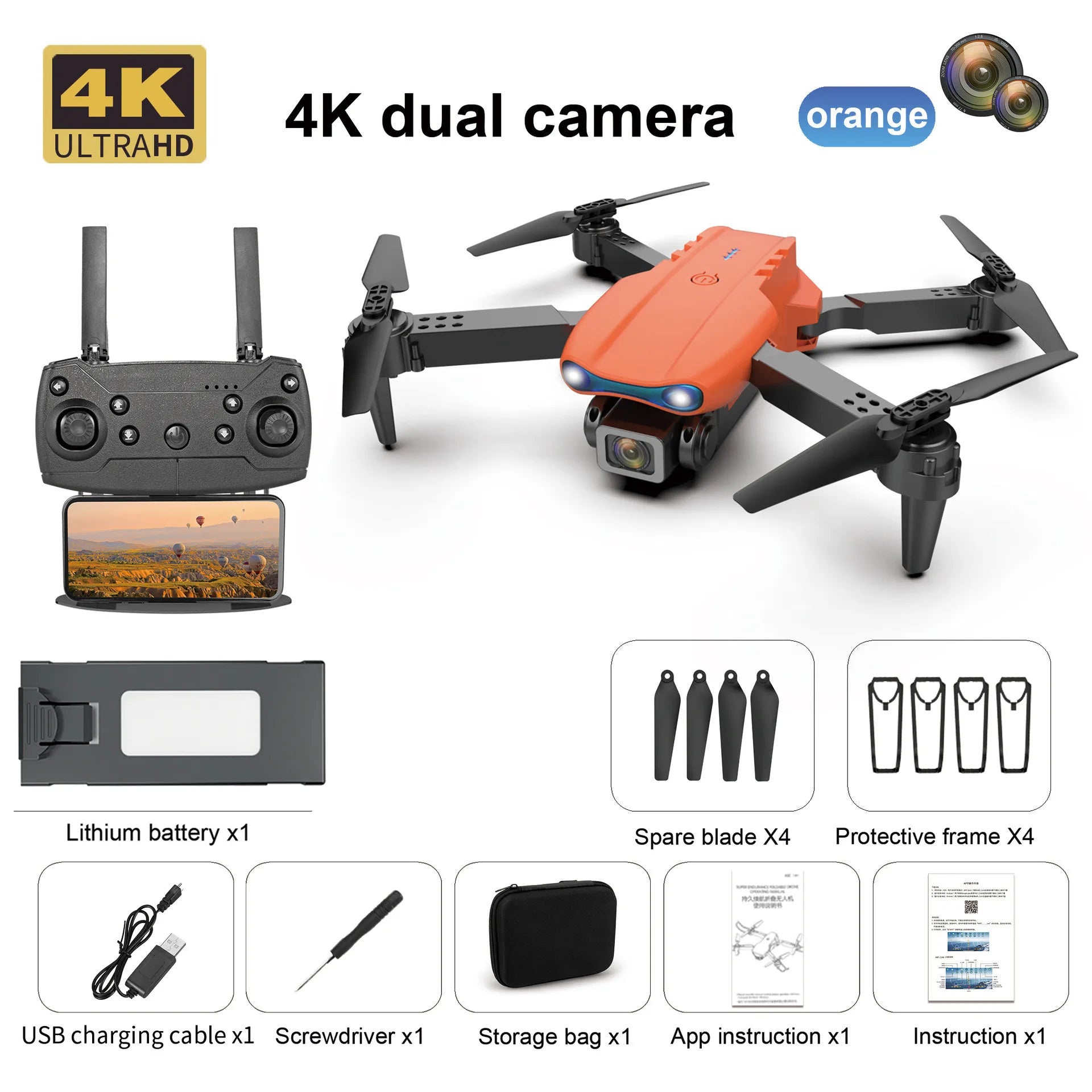 Drone Professionnel E99 4K HD – Caméra Pliable, WiFi FPV, Photographie Aérienne, Quadrirotor RC