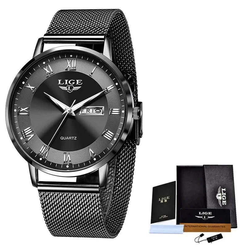 Montre femme LIGE 2024 – Quartz japonais, acier inoxydable, lumineuse