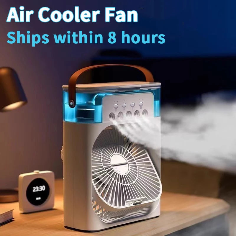 Mini Climatiseur 3-en-1 Portable – Ventilateur, Humidificateur & Veilleuse LED, Rechargeable USB