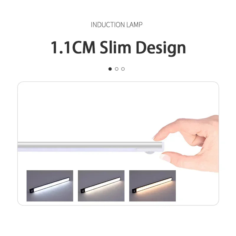 Veilleuse LED sous armoire – Rechargeable USB-C, capteur de mouvement, 10 à 60 cm