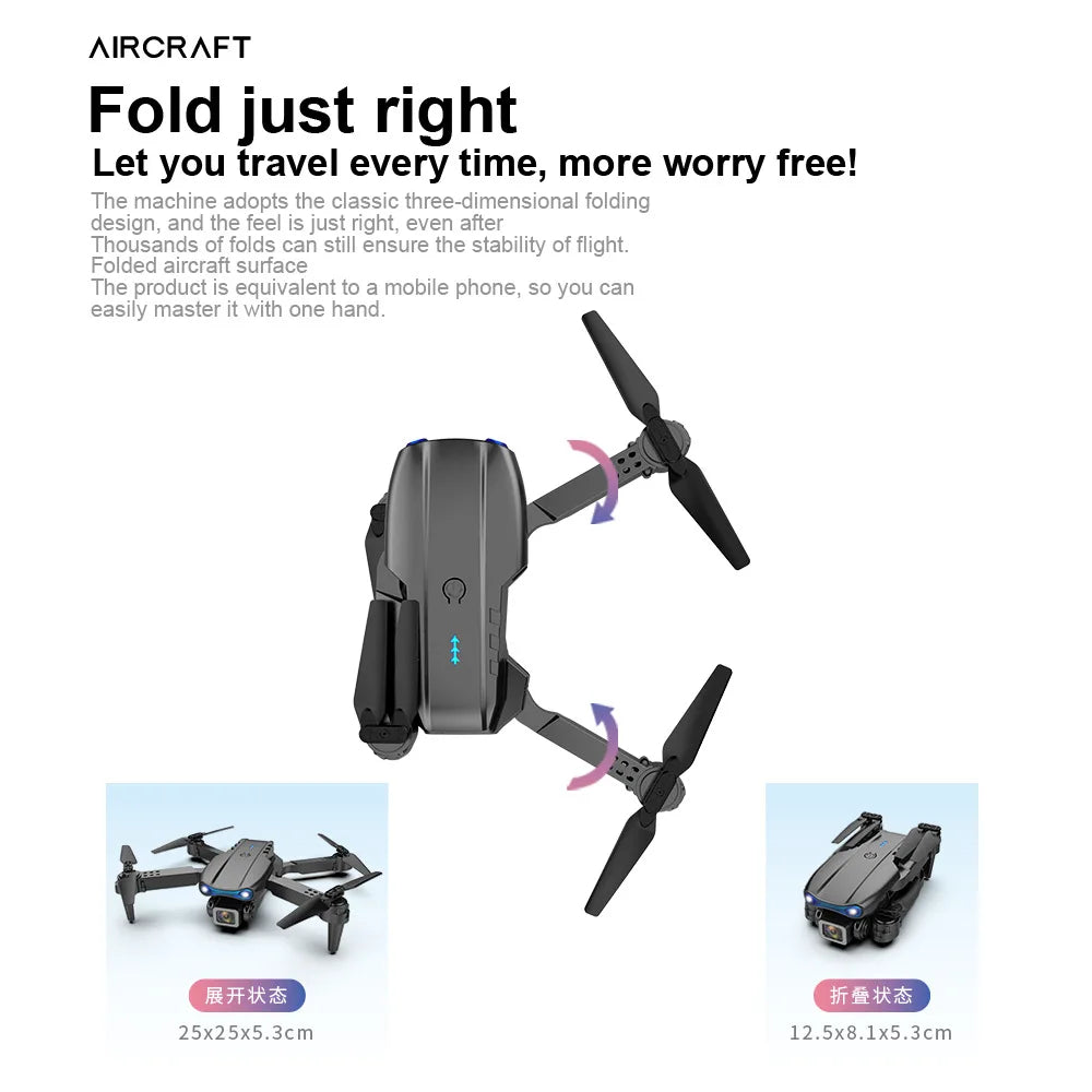 Drone Professionnel E99 4K HD – Caméra Pliable, WiFi FPV, Photographie Aérienne, Quadrirotor RC