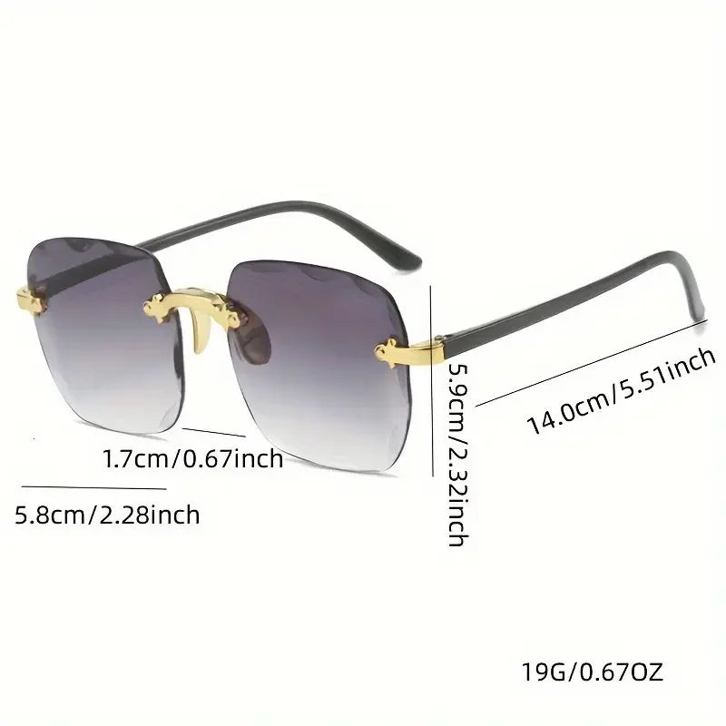 Lunettes de soleil carrées sans monture pour femmes et hommes, marque de luxe, styliste, été, rouge, mode, UV400, 3 pièces