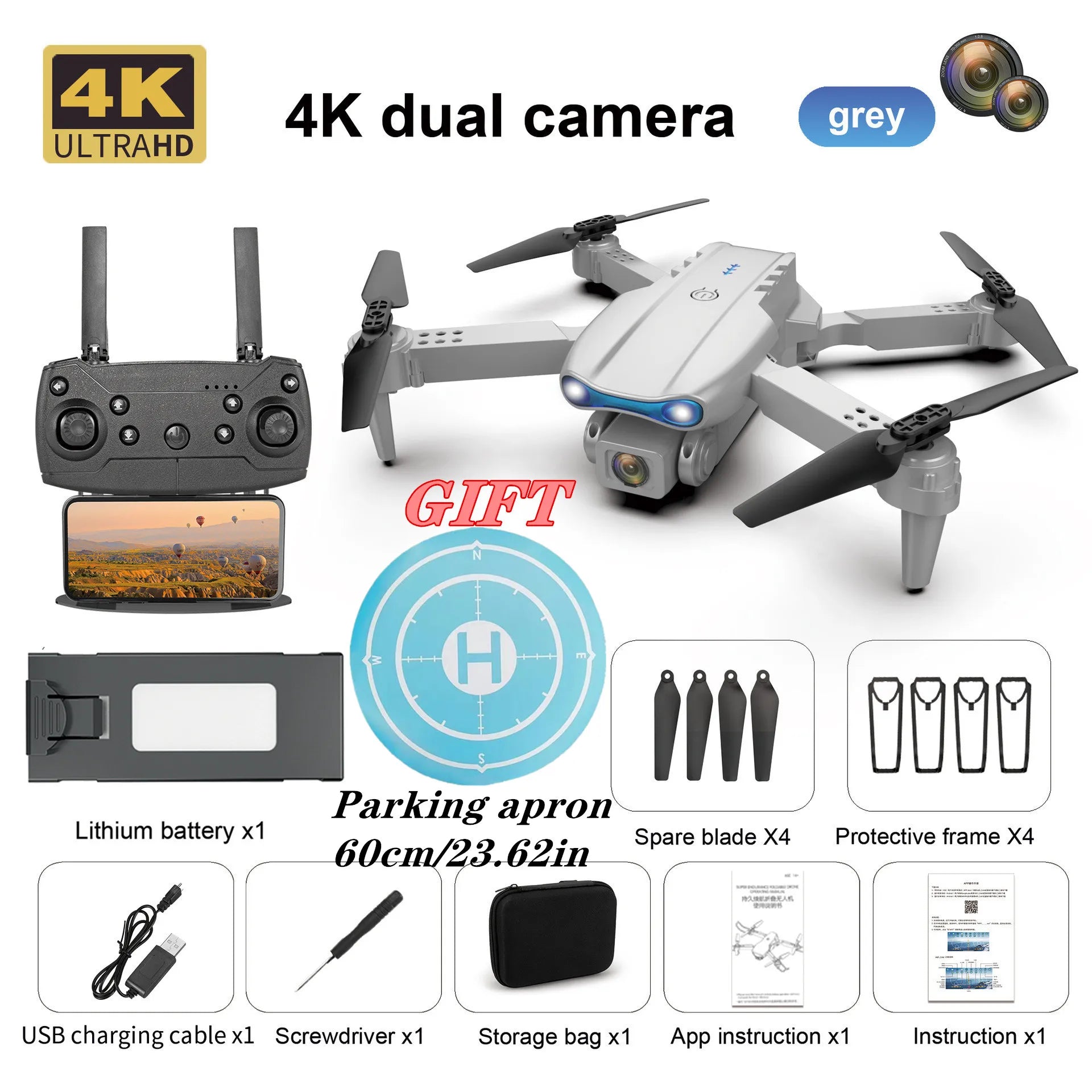 Drone Professionnel E99 4K HD – Caméra Pliable, WiFi FPV, Photographie Aérienne, Quadrirotor RC