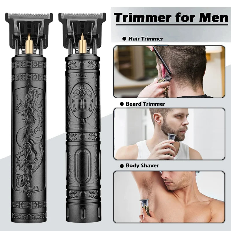 Tondeuse Électrique Vintage T9 — Kit Complet Sans Fil, Barbe & Cheveux, Rechargeable USB | Homme