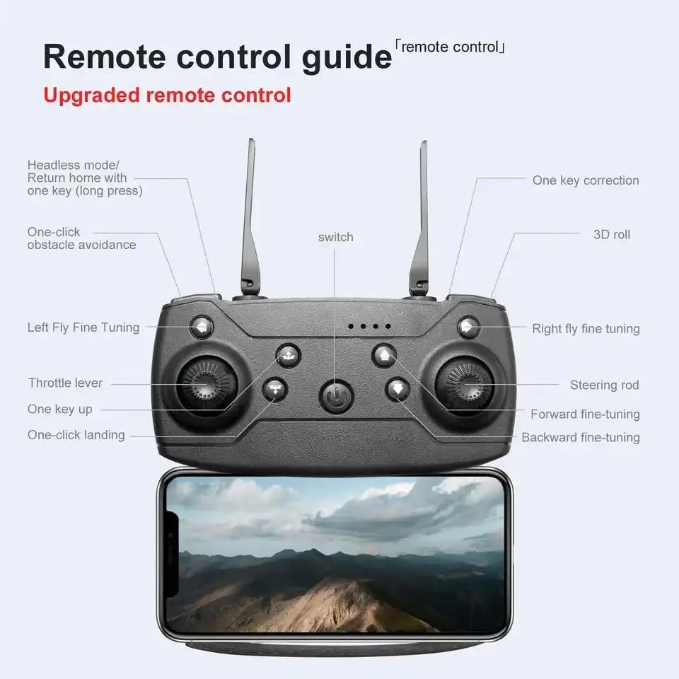 Drone Professionnel E99 4K HD – Caméra Pliable, WiFi FPV, Photographie Aérienne, Quadrirotor RC