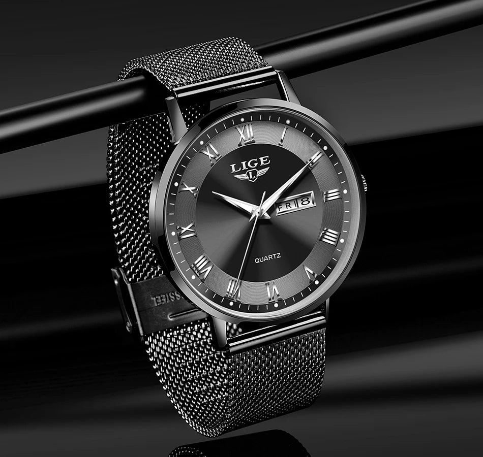 Montre femme LIGE 2024 – Quartz japonais, acier inoxydable, lumineuse