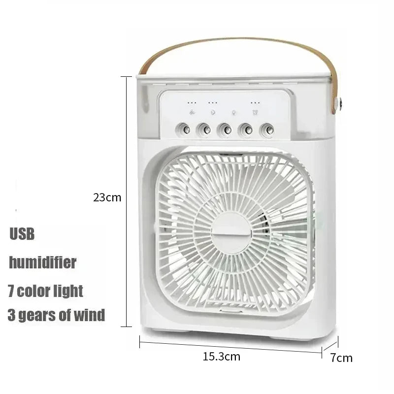 Mini Climatiseur 3-en-1 Portable – Ventilateur, Humidificateur & Veilleuse LED, Rechargeable USB
