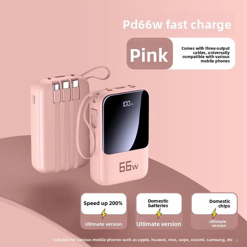 Powerbank 20000 mAh Mini — Charge Ultra Rapide PD20W, Câble Intégré | Compact & Léger