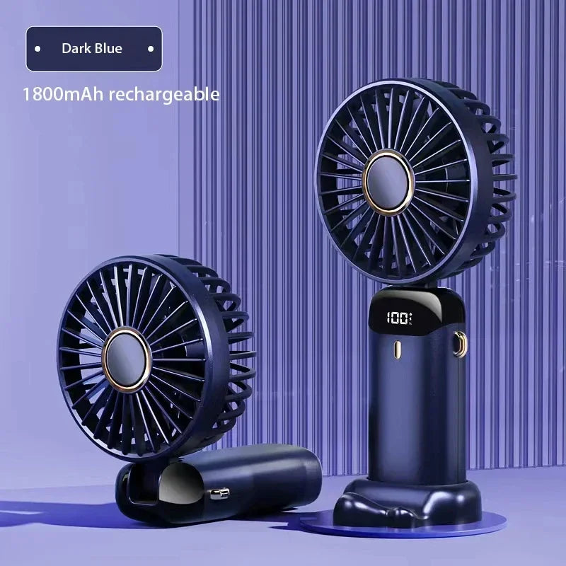 Mini Ventilateur de Cou Portable 1800mAh – Support Téléphone, Écran LED, 5 Vitesses, Rechargeable USB