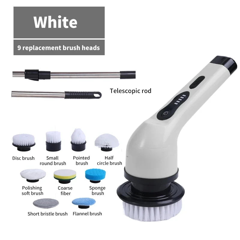 Brosse de nettoyage électrique 9-en-1 – Rotative, rechargeable, multi-surfaces