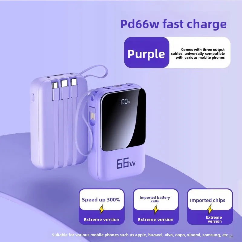 Powerbank 20000 mAh Mini — Charge Ultra Rapide PD20W, Câble Intégré | Compact & Léger