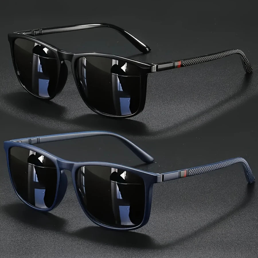 2 paires de lunettes de soleil de cyclisme vintage carrées de luxe pour hommes et femmes, mode, voyage, conduite, pêche, lunettes de soleil pour hommes, protection UV400