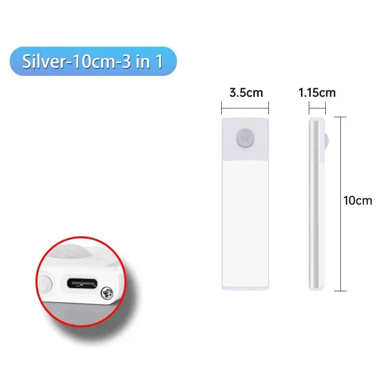 Veilleuse LED sous armoire – Rechargeable USB-C, capteur de mouvement, 10 à 60 cm