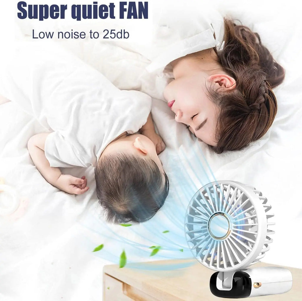 Mini Ventilateur Pliable Portatif 1800mAh – 5 Vitesses, Rechargeable USB, Support Téléphone & Écran