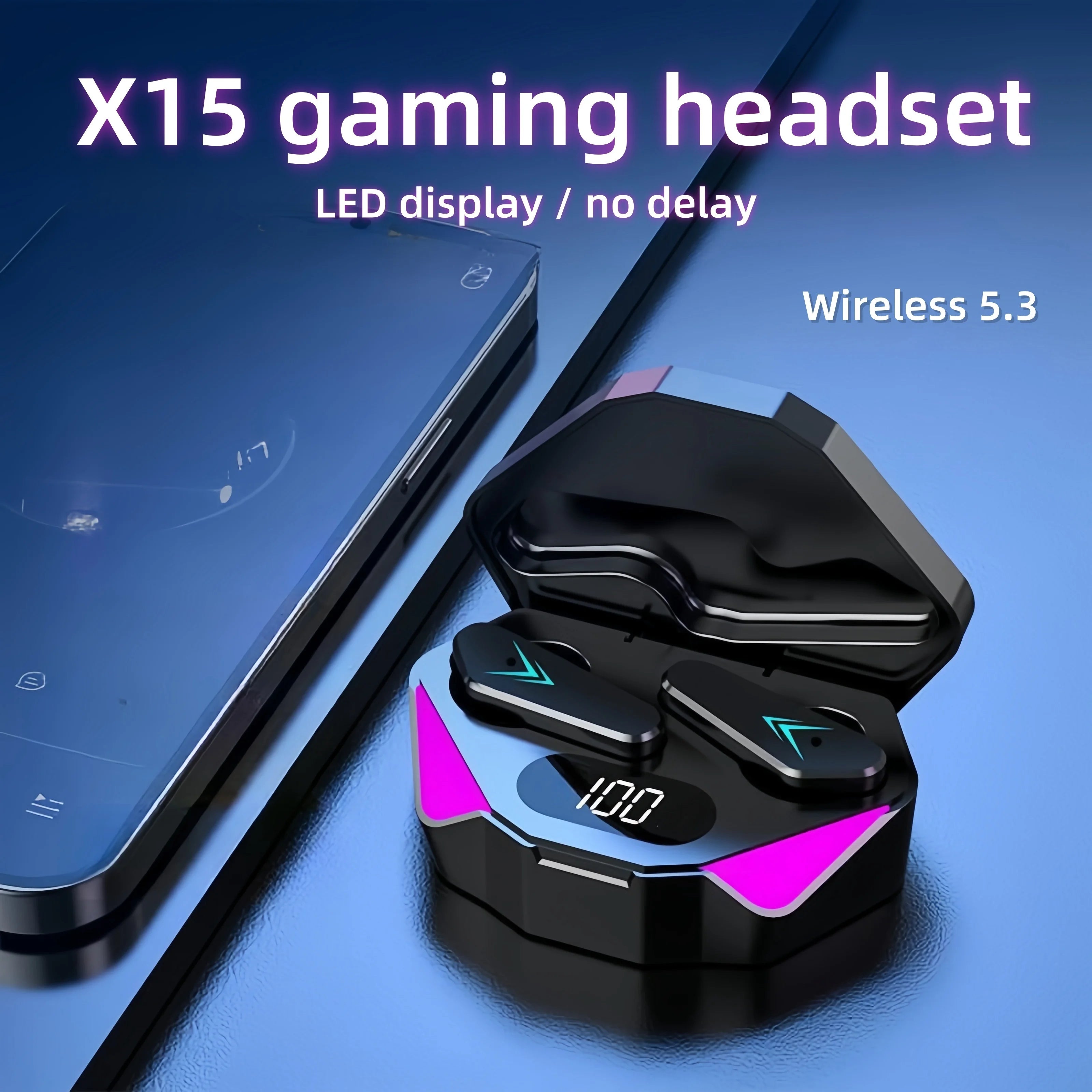 Écouteurs Bluetooth X15 TWS — Sans Fil, Réduction de Bruit, Affichage LED | Gaming & Sport