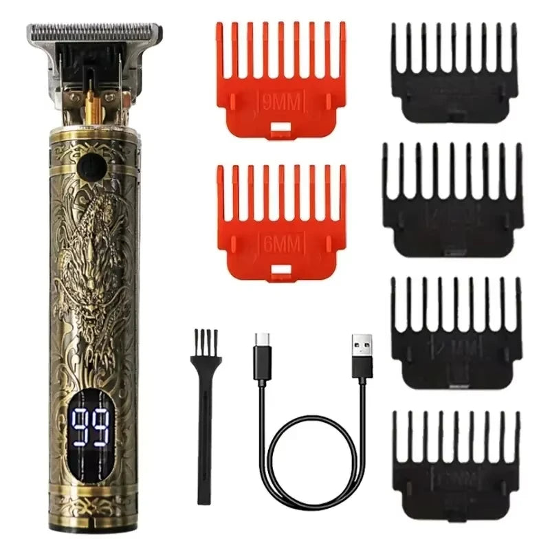 Tondeuse Électrique Vintage T9 — Kit Complet Sans Fil, Barbe & Cheveux, Rechargeable USB | Homme