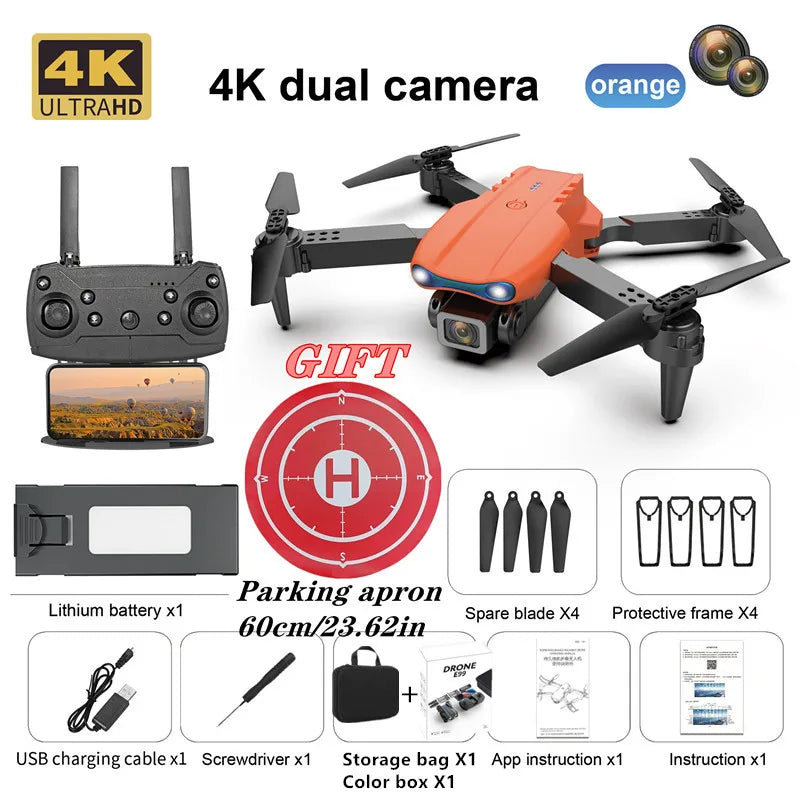 Drone Professionnel E99 4K HD – Caméra Pliable, WiFi FPV, Photographie Aérienne, Quadrirotor RC