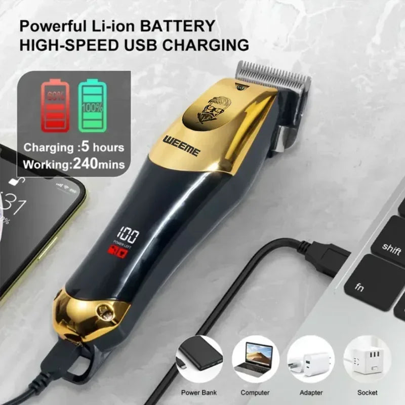 Tondeuse Électrique Vintage T9 — Kit Complet Sans Fil, Barbe & Cheveux, Rechargeable USB | Homme