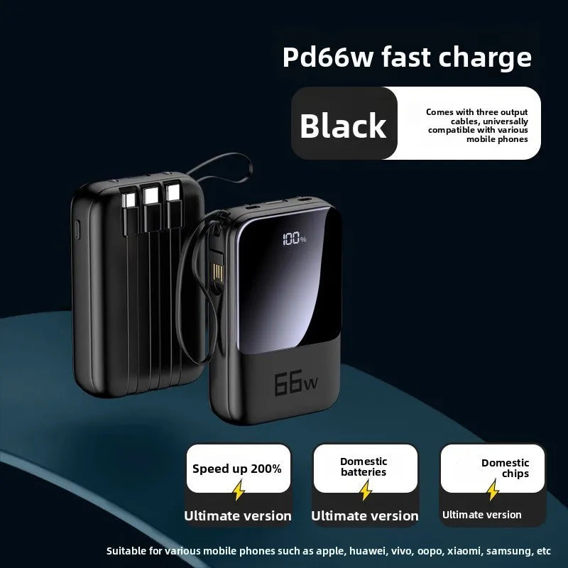 Powerbank 20000 mAh Mini — Charge Ultra Rapide PD20W, Câble Intégré | Compact & Léger