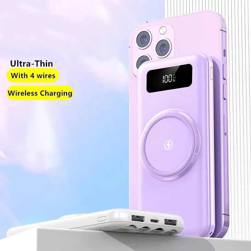 Powerbank 30000 mAh Charge Rapide Sans Fil — Batterie Externe Universelle avec Câbles | iPhone & Android