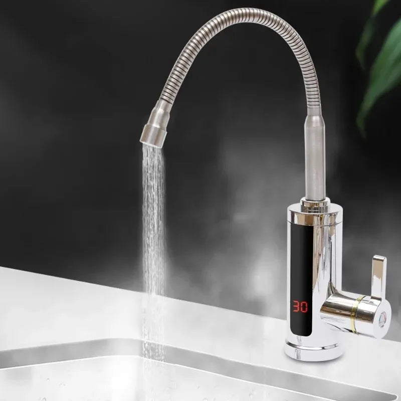 Robinet électrique instantané 3KW, 360 °   Robinet de cuisine chauffant rotatif avec affichage de la température LCD