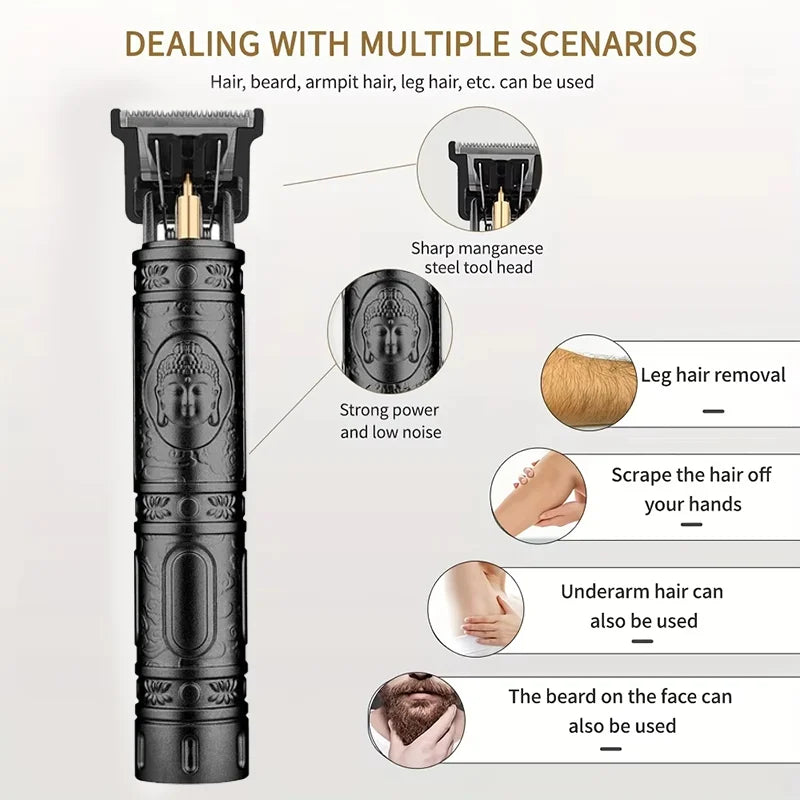 Tondeuse Électrique Vintage T9 — Kit Complet Sans Fil, Barbe & Cheveux, Rechargeable USB | Homme