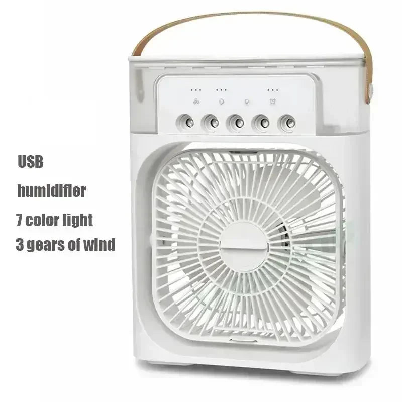 Mini Climatiseur 3-en-1 Portable – Ventilateur, Humidificateur & Veilleuse LED, Rechargeable USB