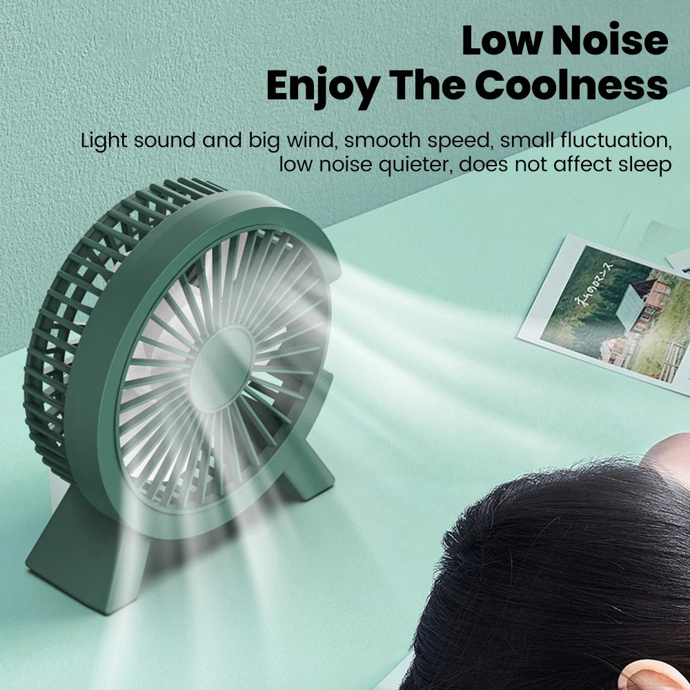 Mini Ventilateur de Table Rechargeable USB – Portable, Silencieux, Gadget d'Été pour Bureau & Dortoir