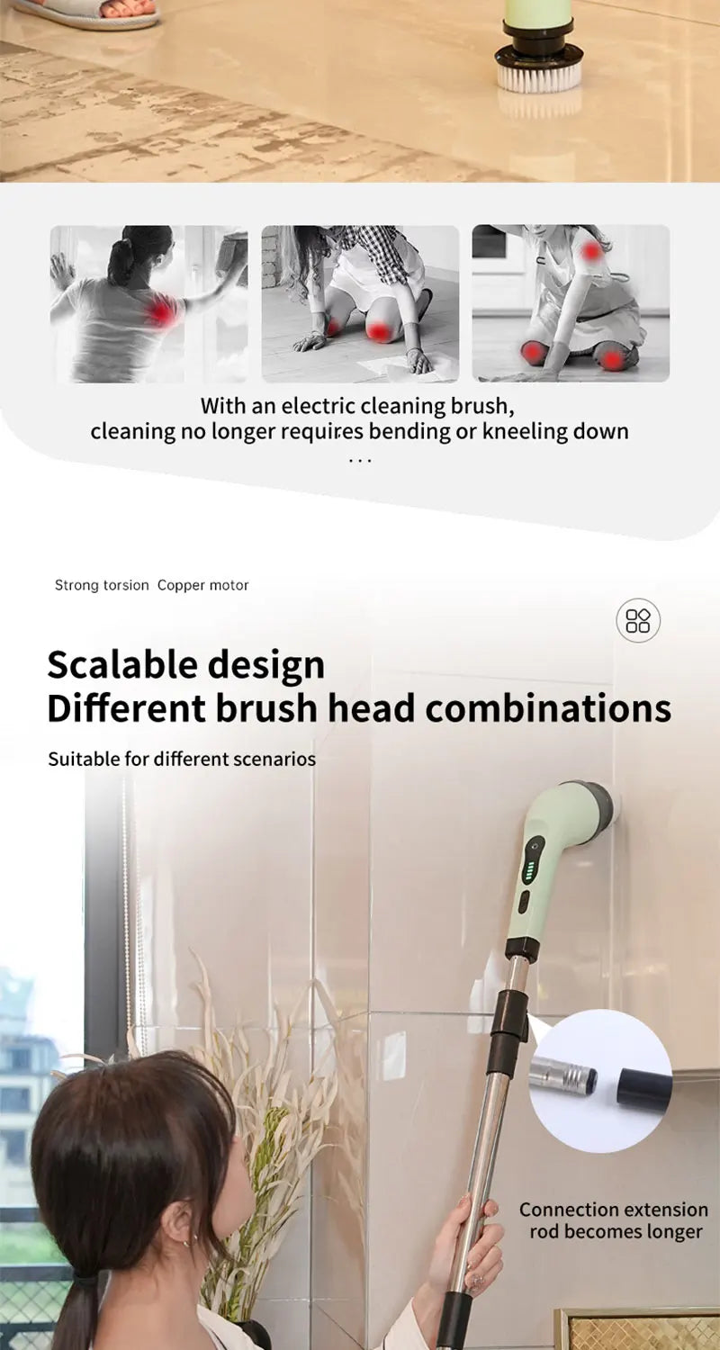 Brosse de nettoyage électrique 9-en-1 – Rotative, rechargeable, multi-surfaces