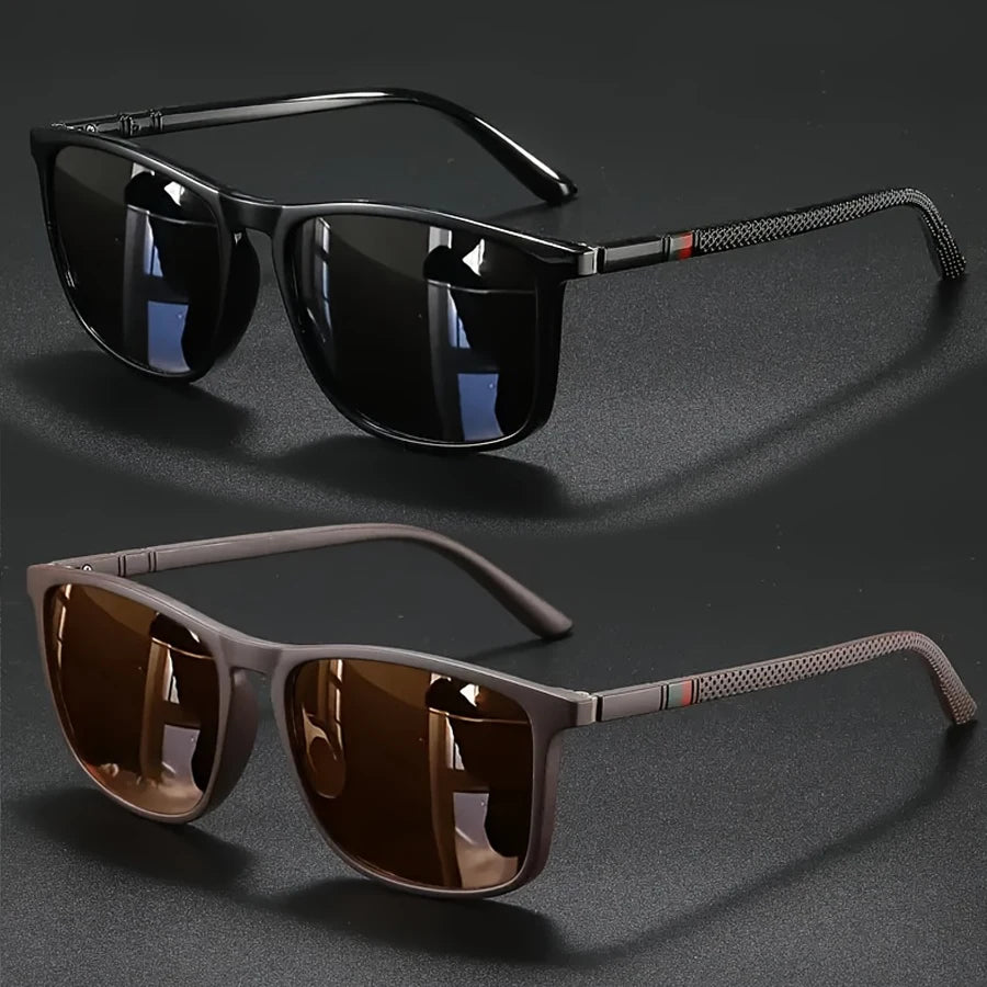 2 paires de lunettes de soleil de cyclisme vintage carrées de luxe pour hommes et femmes, mode, voyage, conduite, pêche, lunettes de soleil pour hommes, protection UV400